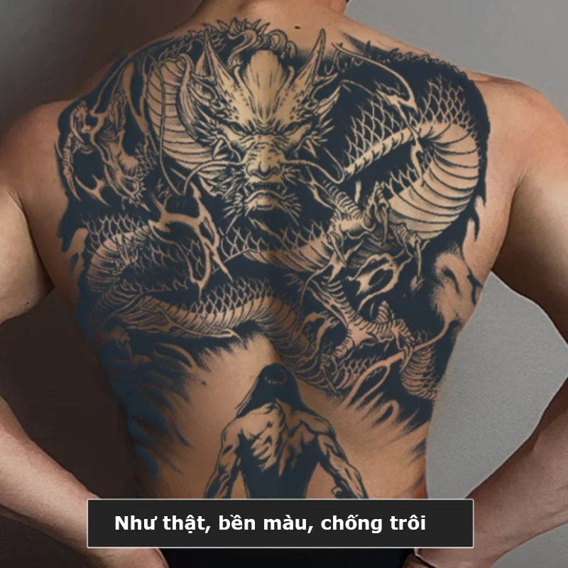 Hình xăm tạm thời full lưng hình rồng samurai BD-039 15 ngày chống nước | Shopee Việt Nam