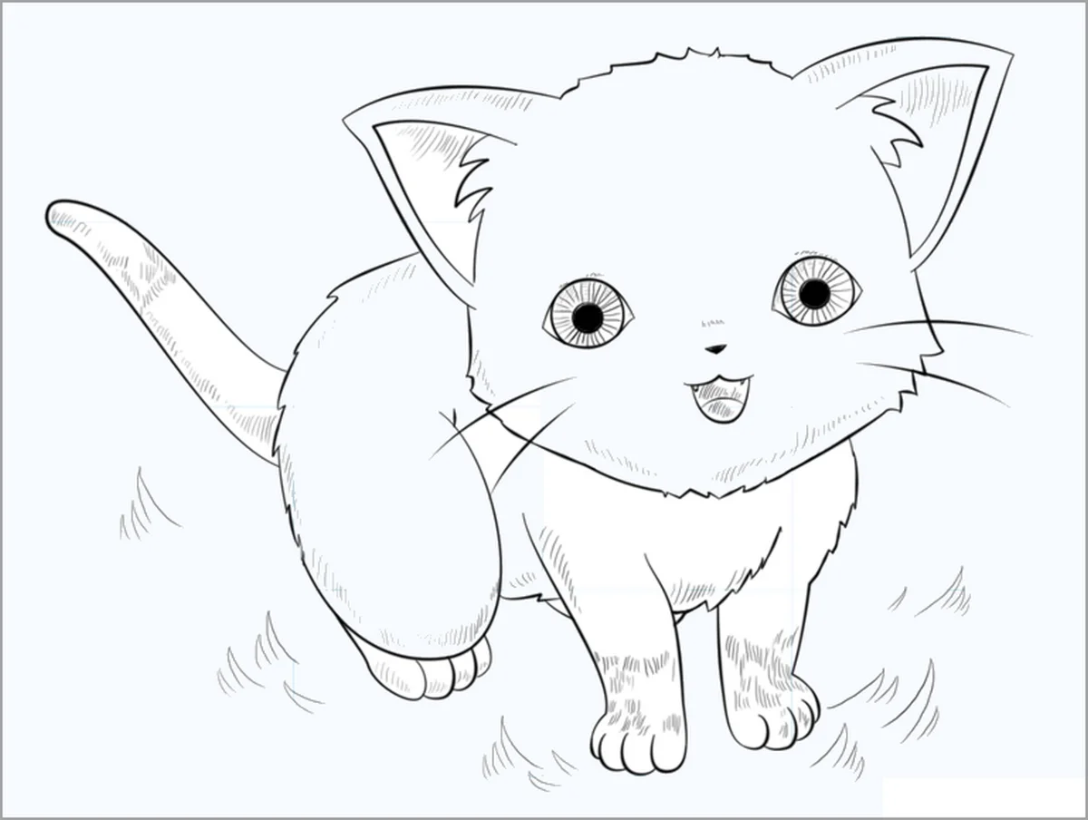 Tranh tô màu con mèo cute số 16