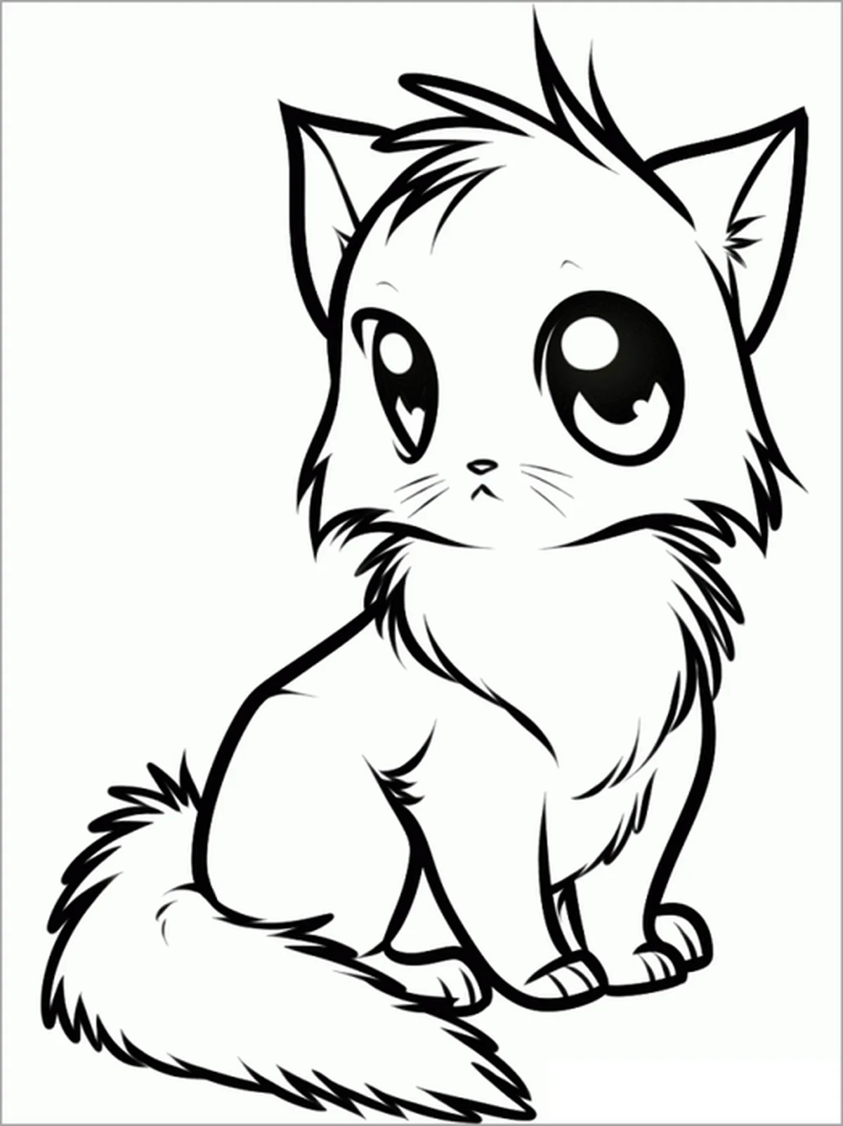 Tranh tô màu con mèo cute số 2