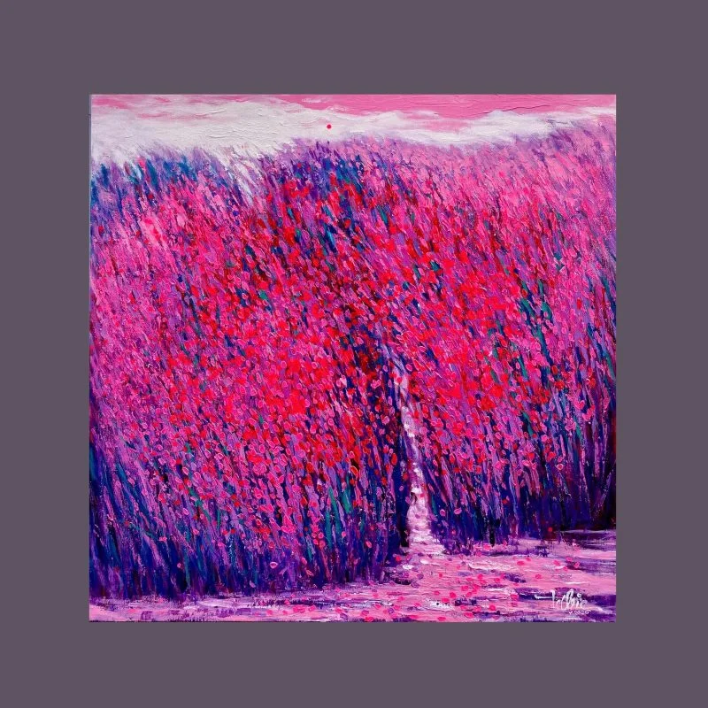 Tranh phong cảnh Hạ Hồng, acrylic 100x100 cm