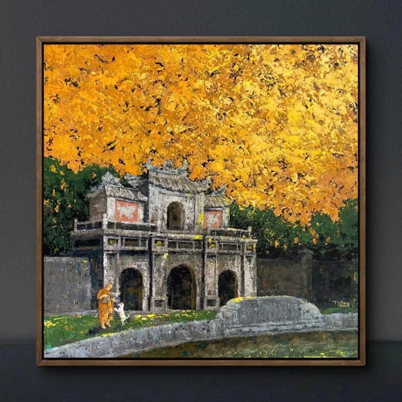 Tranh phong cảnh Ngày Bình Yên, acrylic 70x70 cm