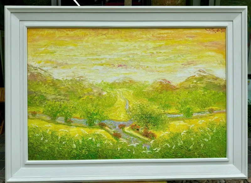 Tranh phong cảnh Đất Lành Chim Đậu, sơn dầu 80x120 cm