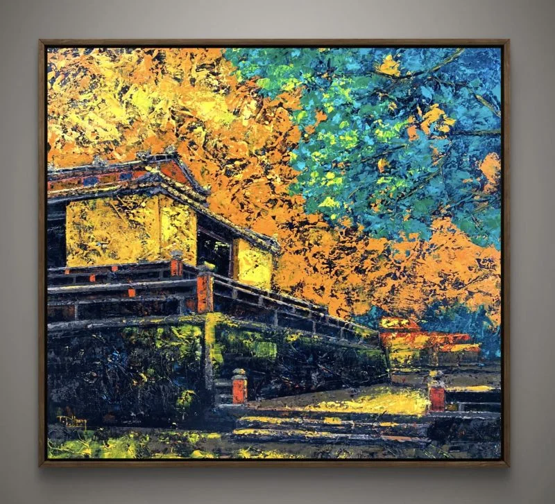 Tranh phong cảnh Chiều Cố Đô 2, acrylic 80x80 cm