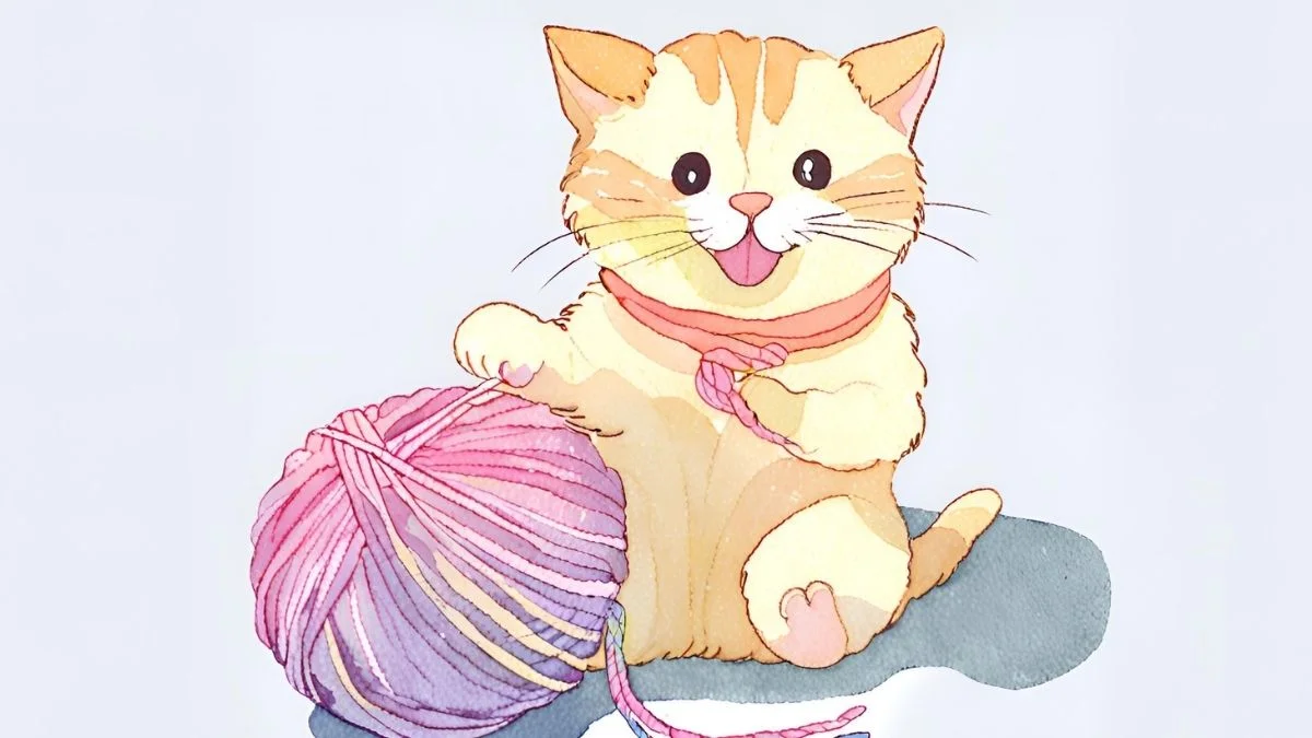 Hình vẽ mèo cute vui vẻ
