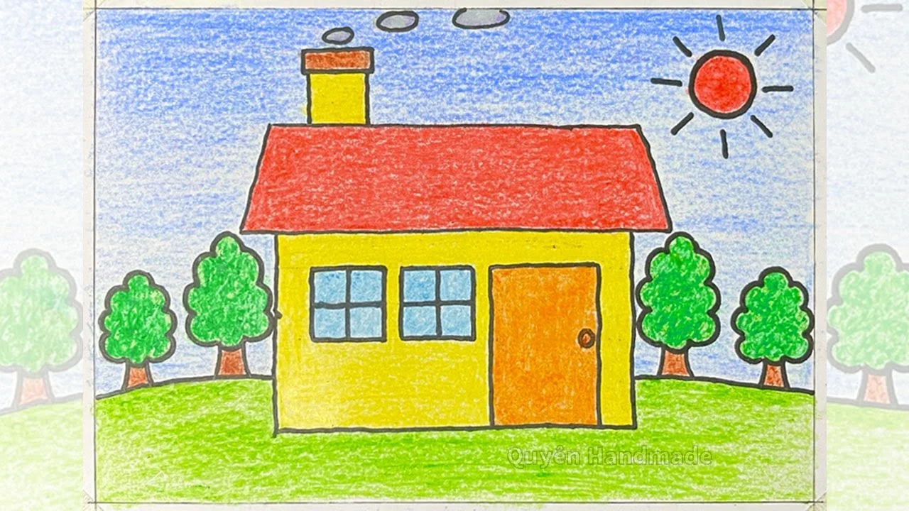 Hướng dẫn vẽ ngôi nhà đơn giản | Cách vẽ ngôi nhà đơn giản | Vẽ ngôi nhà mơ ước (4)