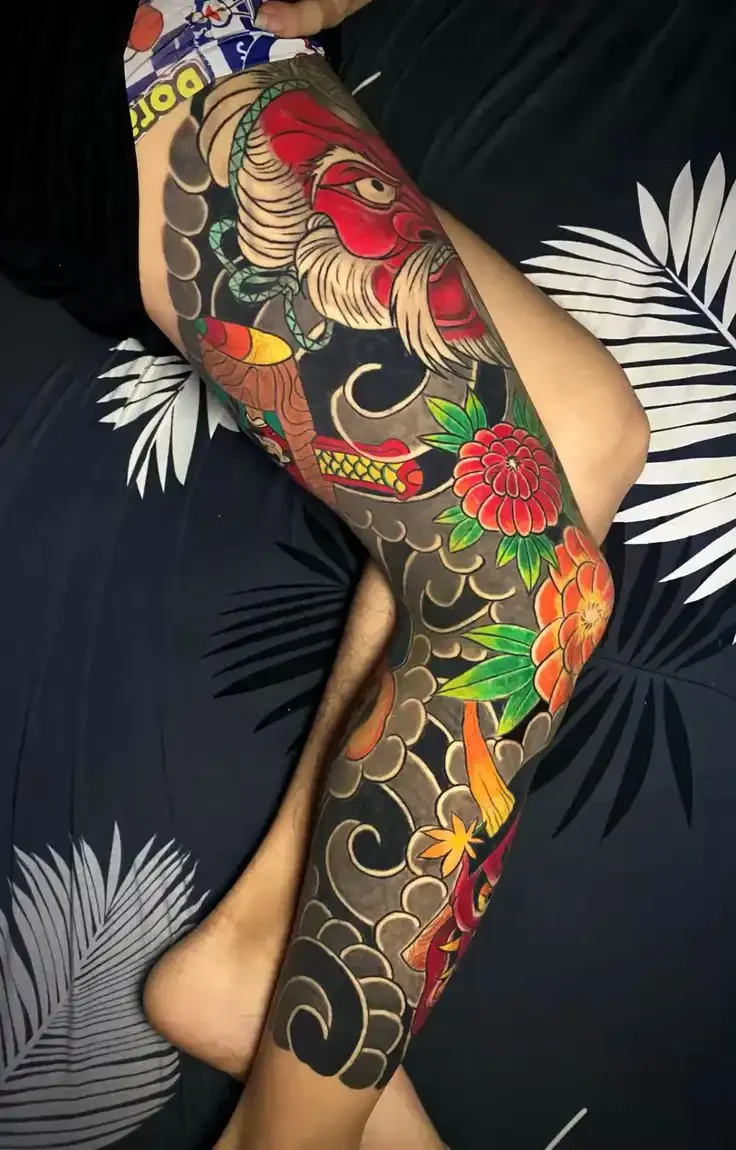 yakuza mẫu hình xăm full chân nhật cổ
