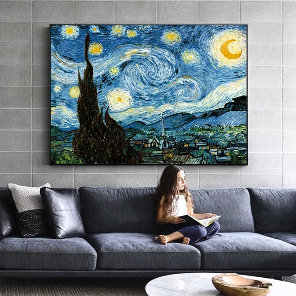 Tranh Đêm đầy sao Van Gogh treo tường trang trí phòng khách