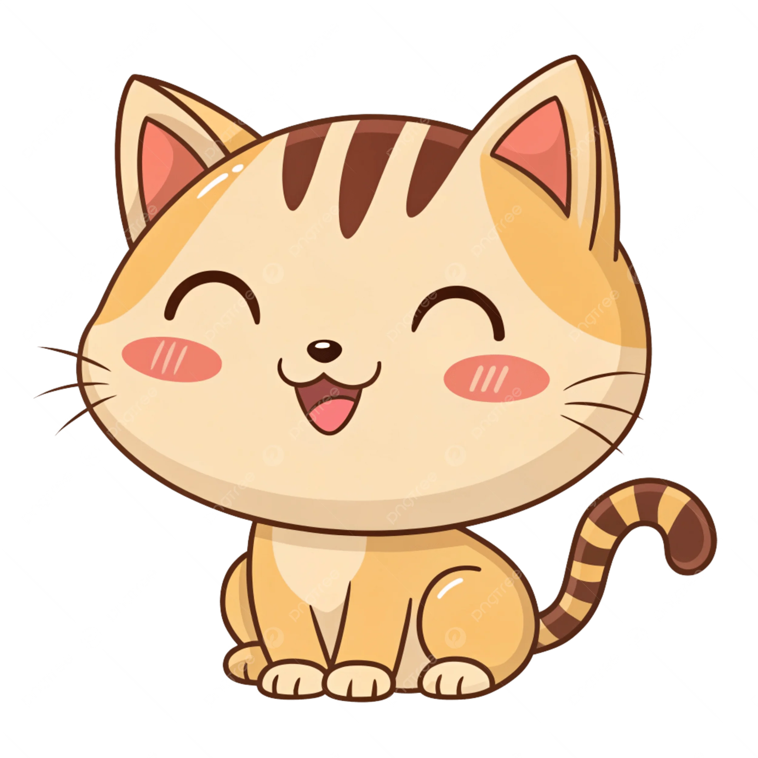 Hình ảnh Một Con Mèo Hoạt Hình Dễ Thương Với đôi Mắt Tròn Mặt Và Nụ Cười Lớn PNG , Con Mèo Hoạt Hình Dễ Thương Với Khuôn Mặt Tròn, đôi Mắt
