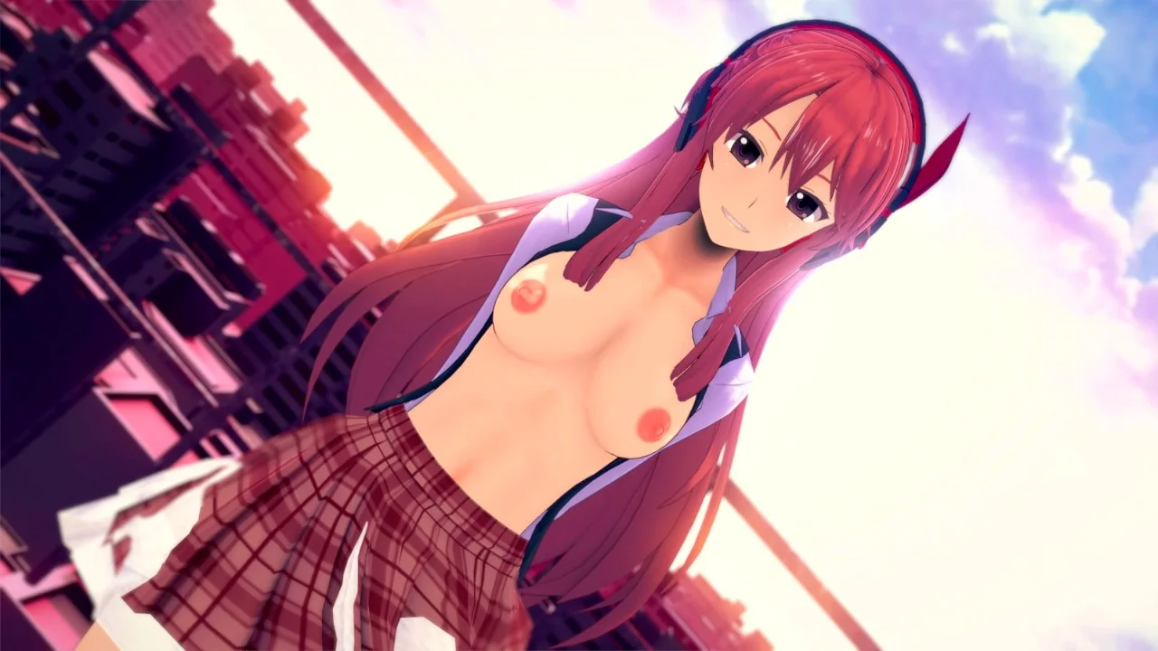 Hình ảnh sex anime k che với nhân vật nữ 3D gợi cảm trong khung cảnh đô thị.