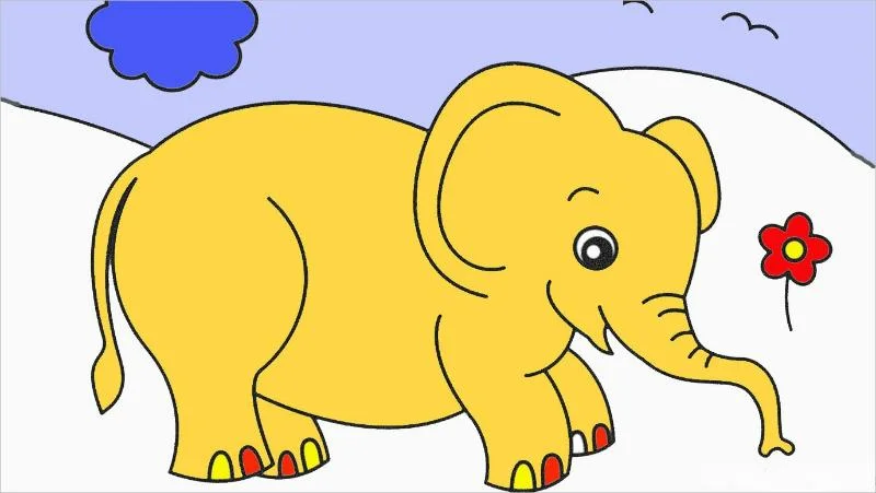 Tranh tô màu con voi đẹp dễ thương cho bé sáng tạo mỗi ngày (2)