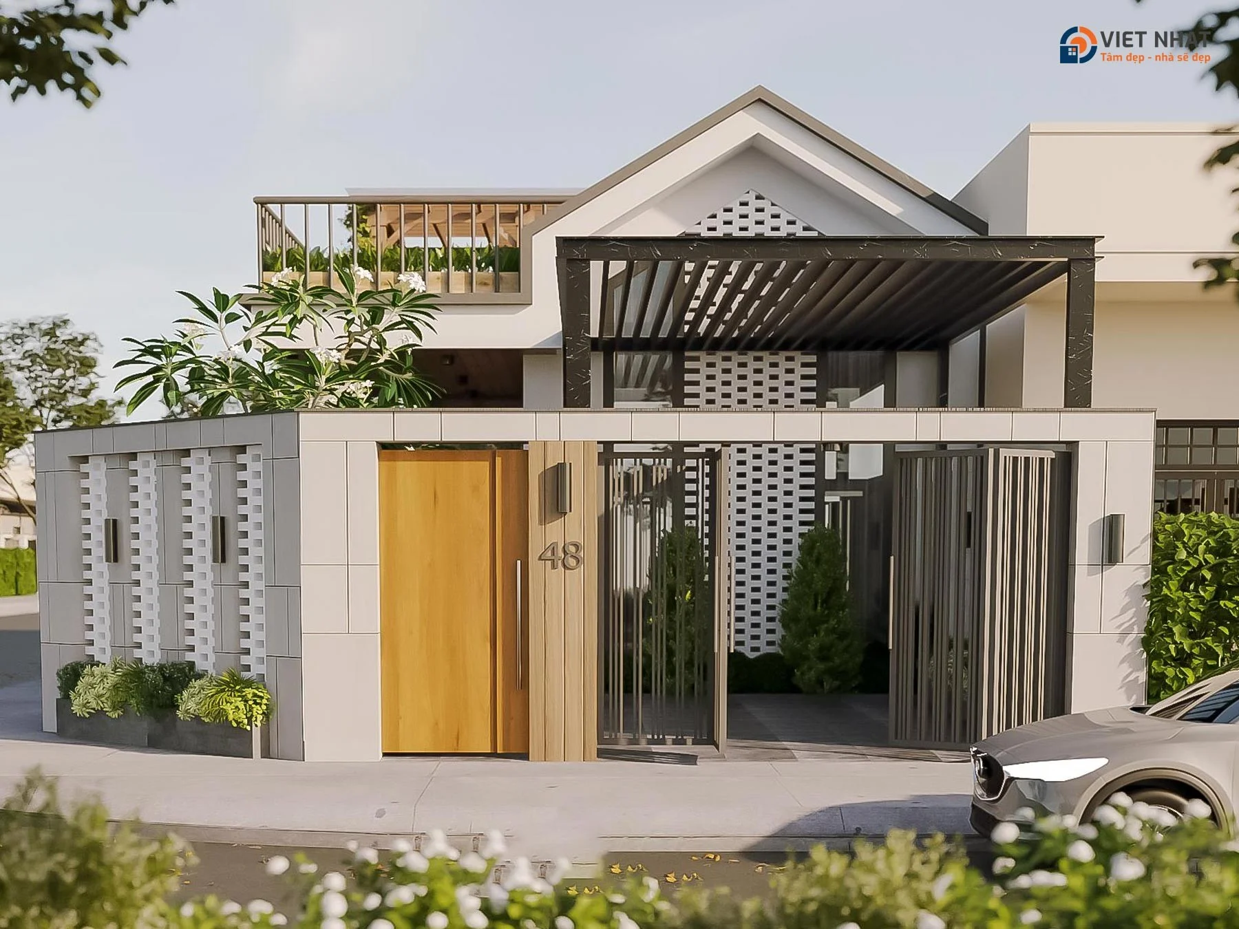 Mẫu thiết kế nhà cấp 4 hiện đại với kiến trúc độc đáo và mặt tiền sang trọng