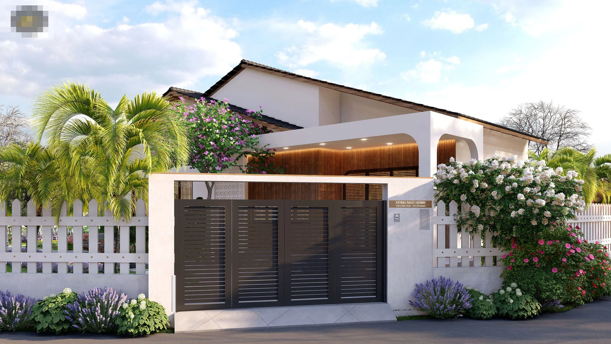 Thiết kế nhà cấp 4 hiện đại với tường rào kiên cố