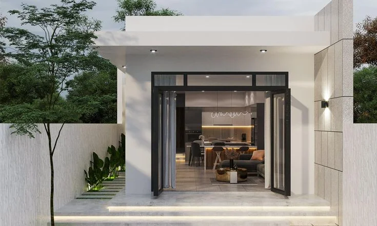 Không gian nội thất nhà cấp 4 hiện đại nhìn từ ngoài vào