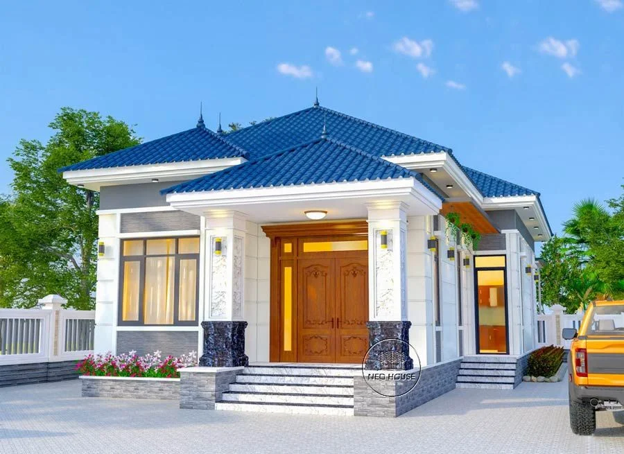 Thiết kế nhà cấp 4 hiện đại mái thái đẹp với không gian sống tiện nghi