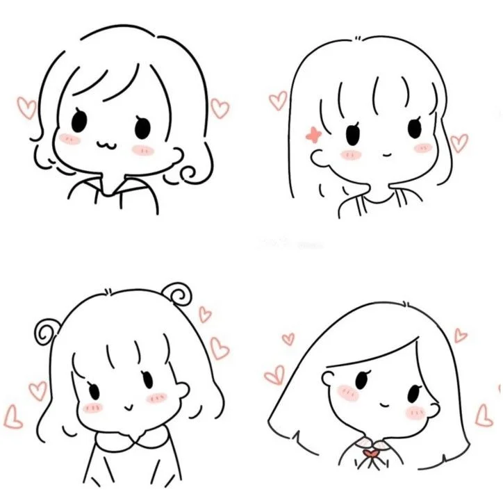 những nét vẽ phác thảo khuôn mặt hình vẽ cute đáng yêu