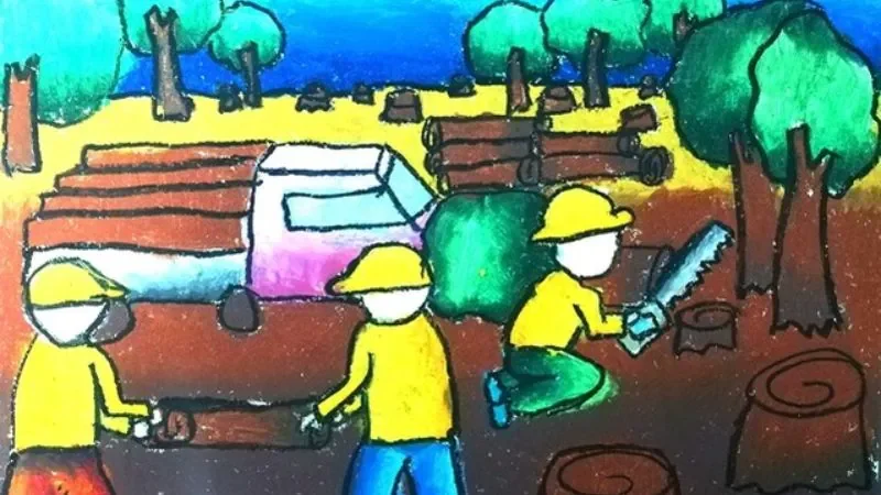 Tranh bảo vệ môi trường: 99+ Mẫu vẽ đẹp, ý nghĩa và độc đáo - thông điệp nguy cơ mất rừng - hình 3