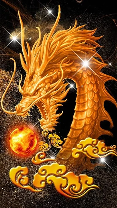 Hình ảnh tuyệt đẹp về rồng thiêng và quả cầu lửa làm hình nền điện thoại