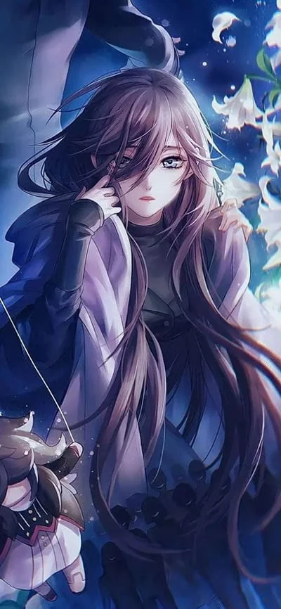 Hình nền anime nữ xinh đẹp với bộ tác dài cuốn hút