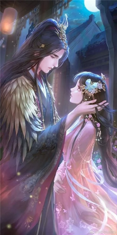 Hình ảnh anime nam đẹp trai tình tứ bên bạn gái