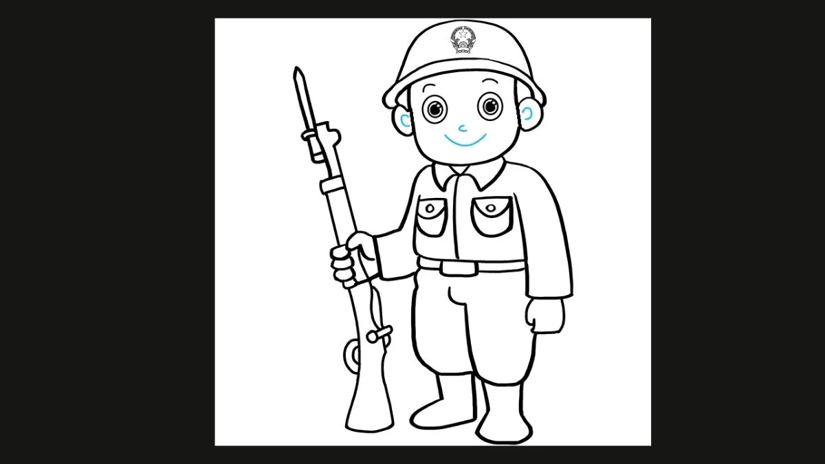 Cách vẽ chibi bộ đội Việt Nam đẹp bước 3