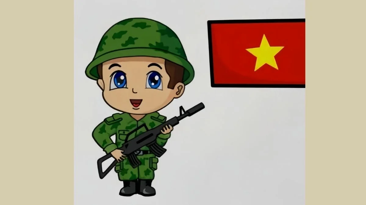 Tranh vẽ chibi bộ đội Việt Nam cực đẹp