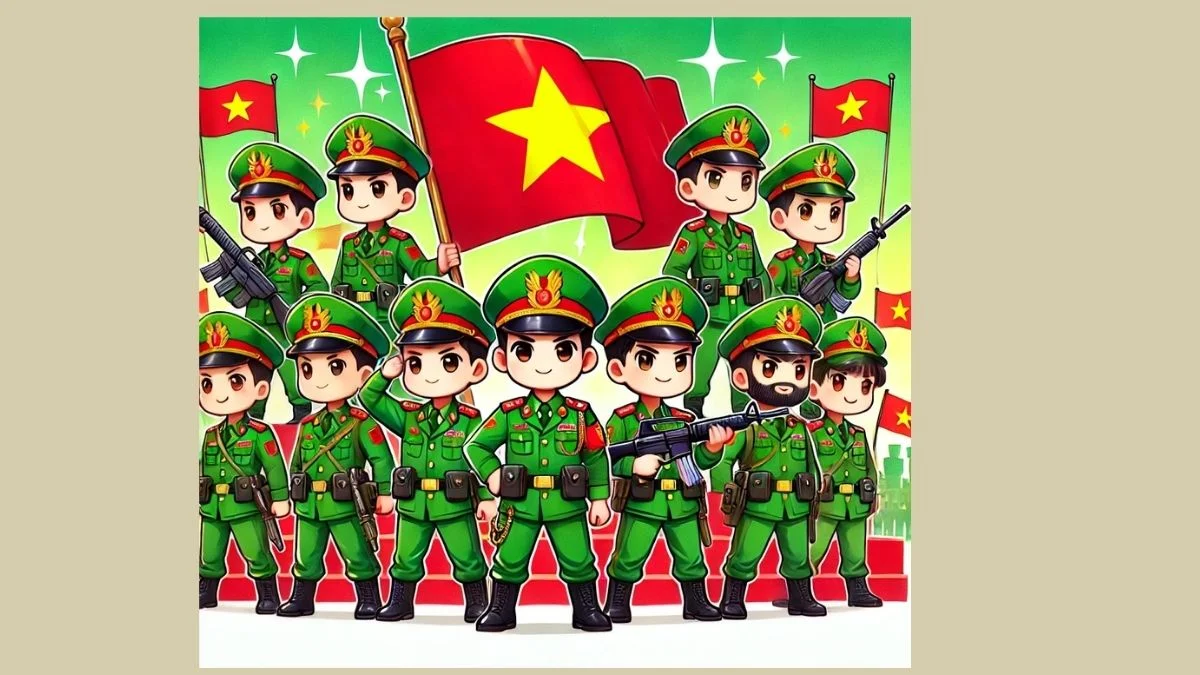 Tranh vẽ chibi bộ đội Việt Nam thân thiện cởi mở