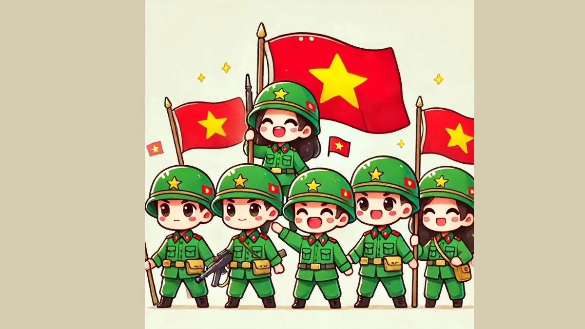 Hình vẽ chibi bộ đội Việt Nam đẹp ấn tượng